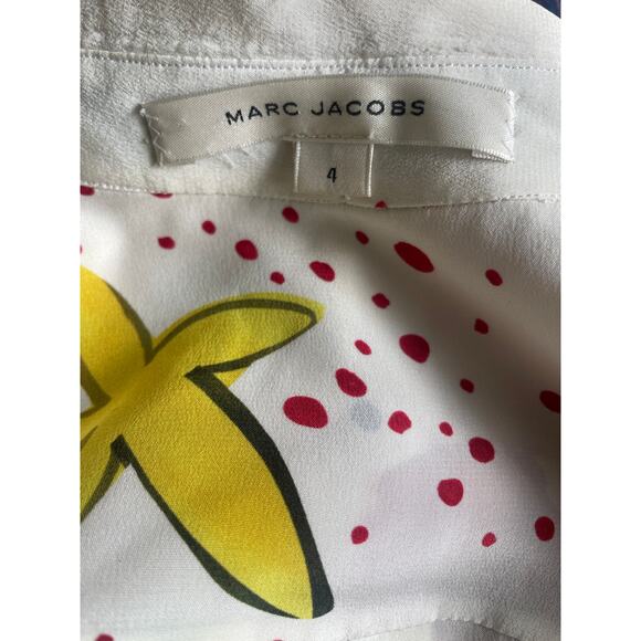 Marc Jacobs 2016 Cream Print Grunge Drawing Blouse Tie Neck Top • Size 4 - Picture 6 of 6